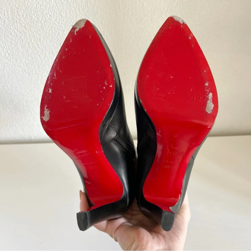 Christian Louboutin Fannylove 120 Black Leather Platform Boots Size EU 38.5